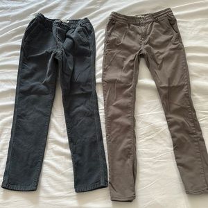 Lot of 2 pairs Mini Boden Boys Slim Skinny Gray Pants Jeans 12 13
